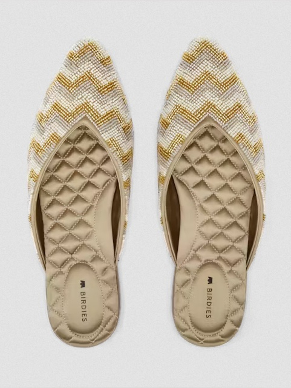 NWOT Birdies Beaded Swan Mules